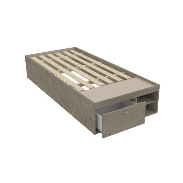 Cama de una plaza Nebraska gris